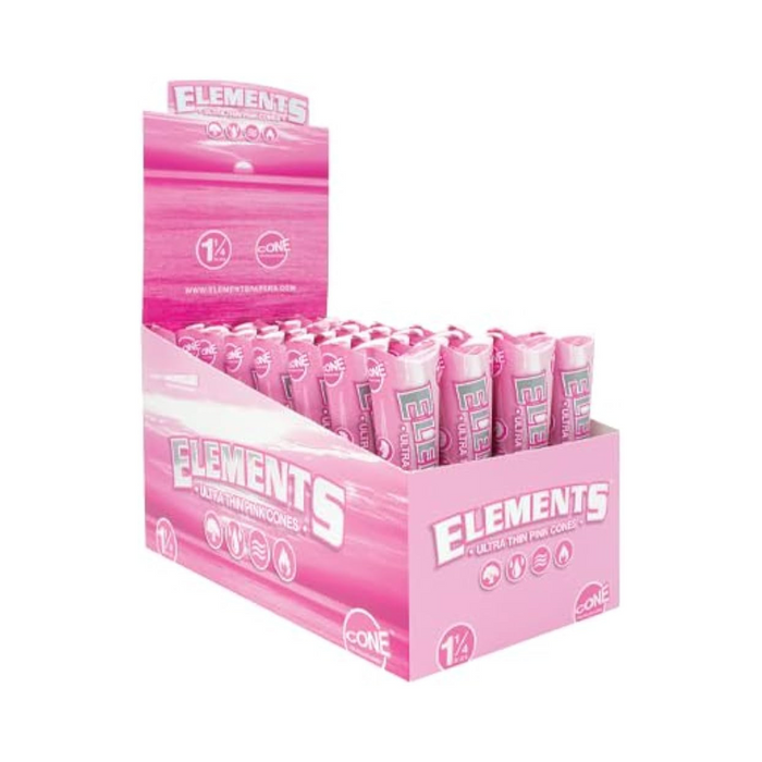 Elements Ultra Thin 1¼ Pre-Rolled Pink Cones - 6/32ct