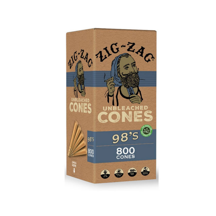 Zig-Zag Unbleached 98's Cones - 800ct