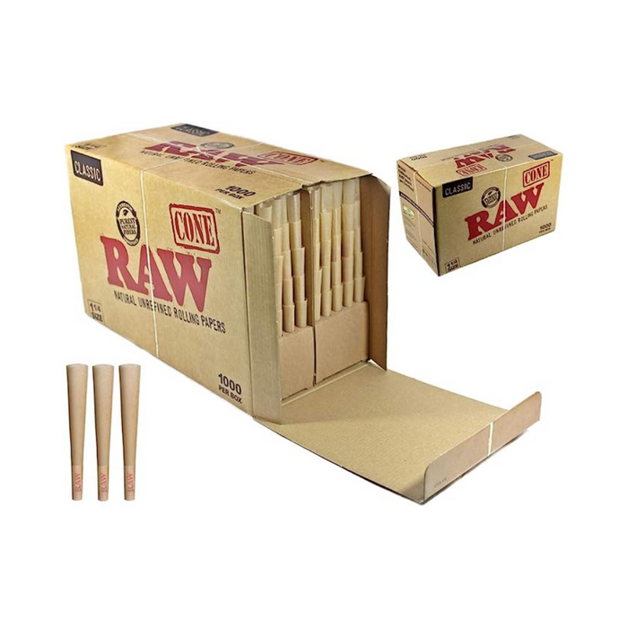 RAW Classic 1¼ Pre-Rolled Cones - 1000ct