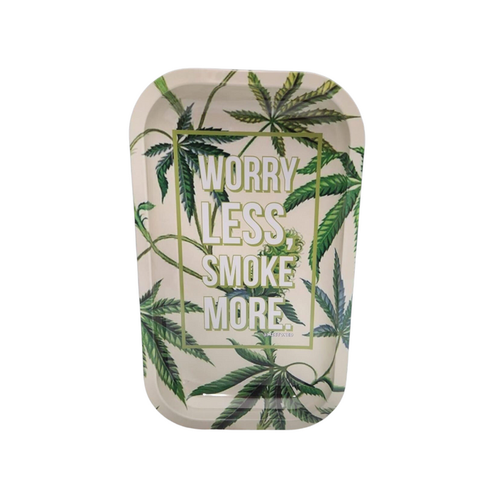 Worry Less Smoke More Rolling Tray w/ Magnetic Lid