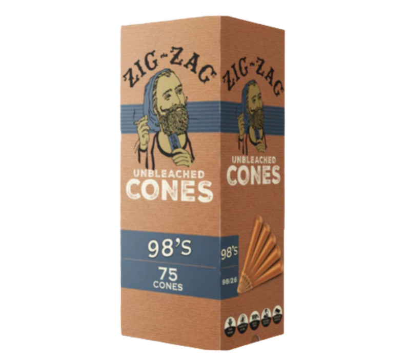 Zig-Zag Mini Unbleached 98's Cones - 75 Cones