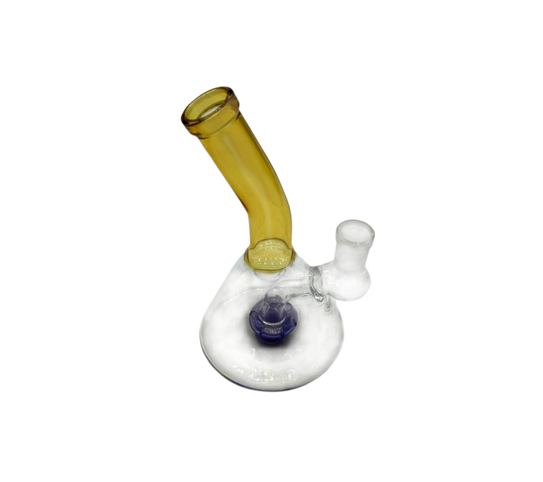 6" Gold Fume Bent Neck Water Pipe Beaker Bong