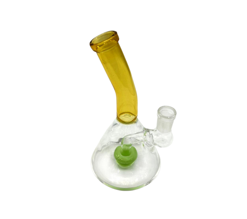 6" Gold Fume Bent Neck Water Pipe Beaker Bong