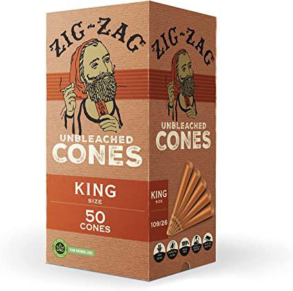 Zig-Zag Mini Kingsize Unbleached Cones - 50 cones