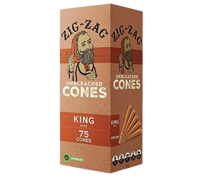 Zig-Zag Mini Kingsize Unbleached Cones - 75 Cones