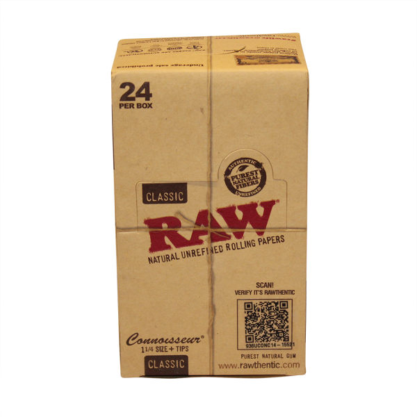 RAW Classic Connoisseur 1¼ Size Rolling Papers + Tips - 24ct