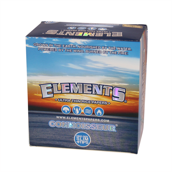 Elements Connoisseur Kingsize Slim Ultra Thin Rice Papers + Tips - 24ct