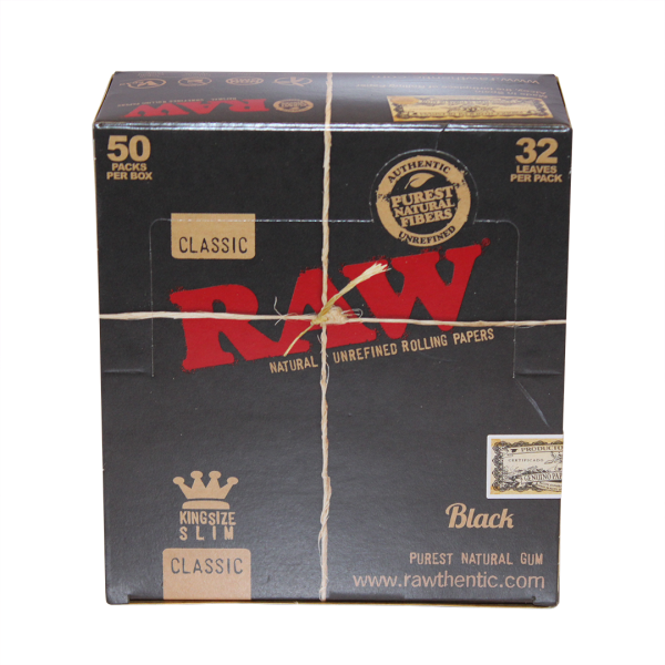 RAW Classic Kingsize Slim Black Rolling Papers – 50ct