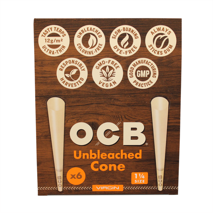 OCB 1¼ Unbleached Cones – 32/6packs