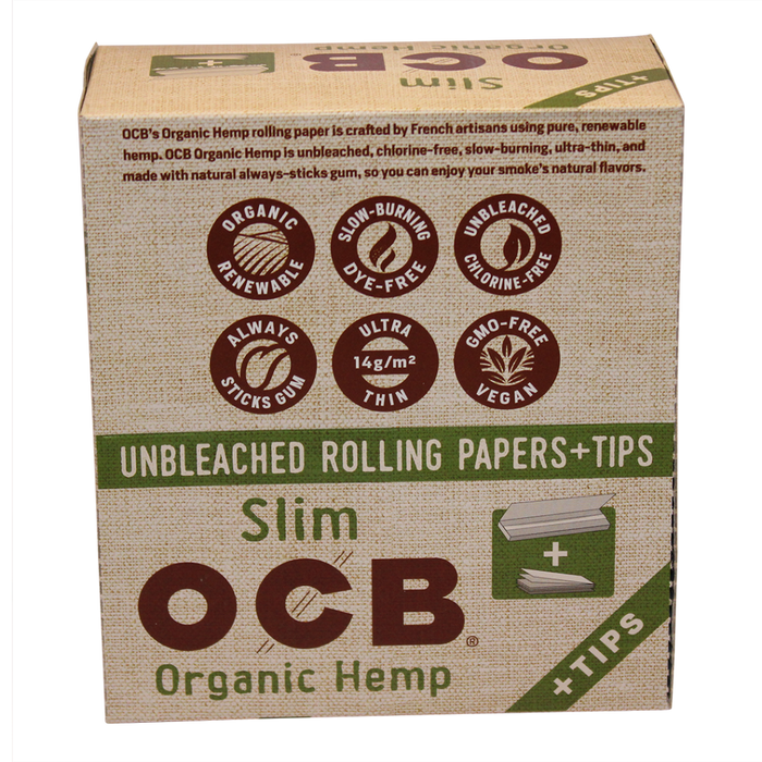 OCB King Slim Rolling Papers + Tips – 24ct