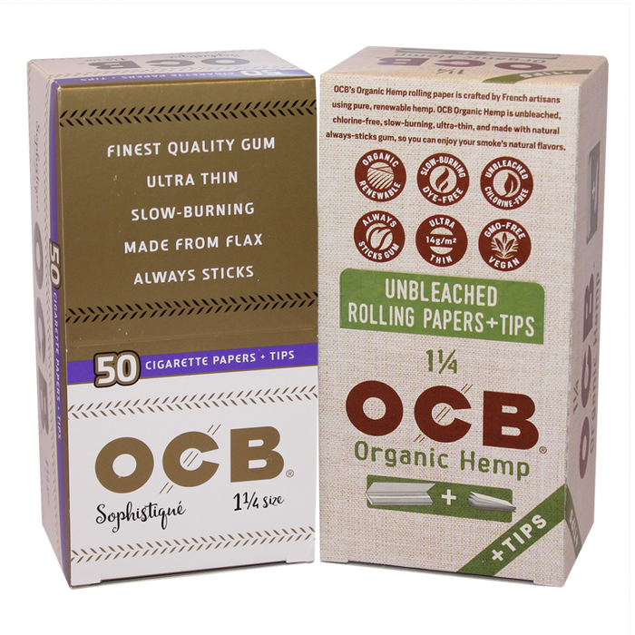 OCB 1¼ Slim Long Rolling Papers + Tips – 24ct