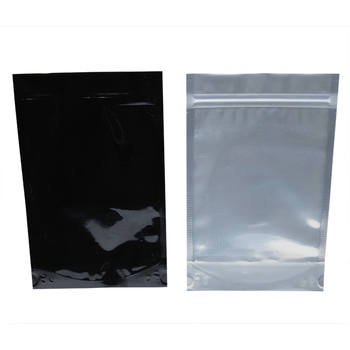 Mylar 1oz Tamper Evident Zip-Lock Exit Bag – Black/Transparent