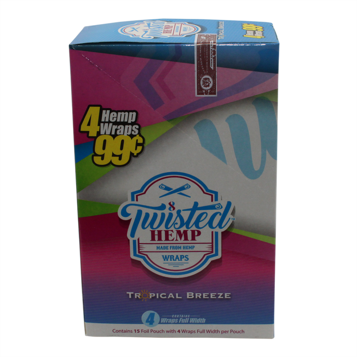 Twisted Hemp Wraps 4/99cents - Assorted Flavors - 15ct