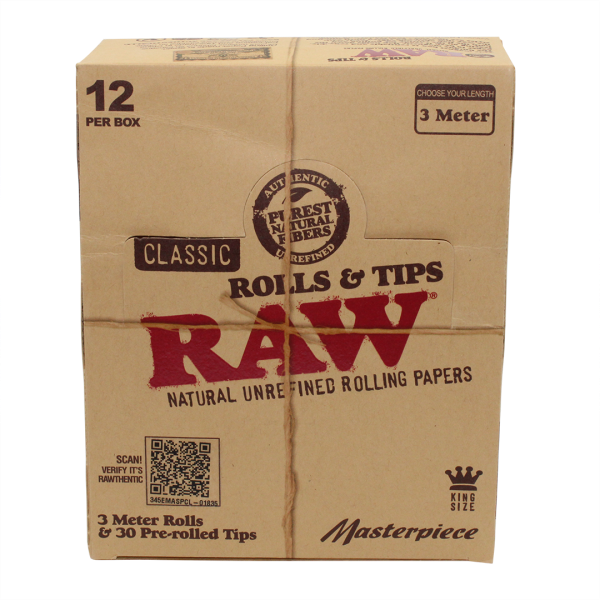 RAW Classic King Size Masterpiece Rolls & Tips – 12ct