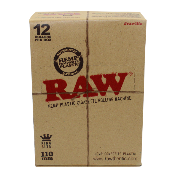 RAW Hemp Plastic 110mm King Size Rolling Machine – 12ct