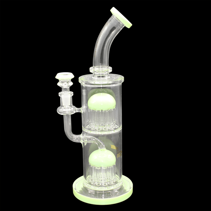 Bougie Glass 12″ Bent Neck Double Perc Water Pipe – Assorted Colors