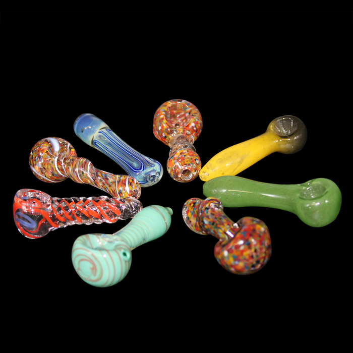 1.5" Assorted Glass Hand Pipes -  12ct