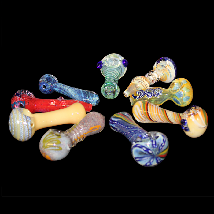 3.5" - 4" Assorted Glass Hand Pipes - 12ct