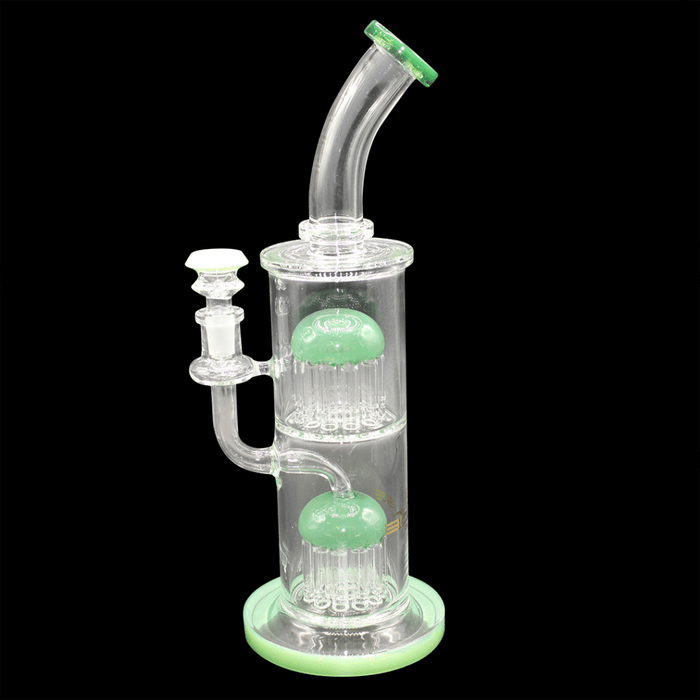 Bougie Glass 12″ Bent Neck Double Perc Water Pipe – Assorted Colors