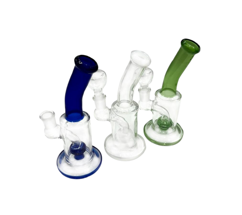 6" Water Pipe Bong w/Same Color Neck and Perc - Assorted Colors