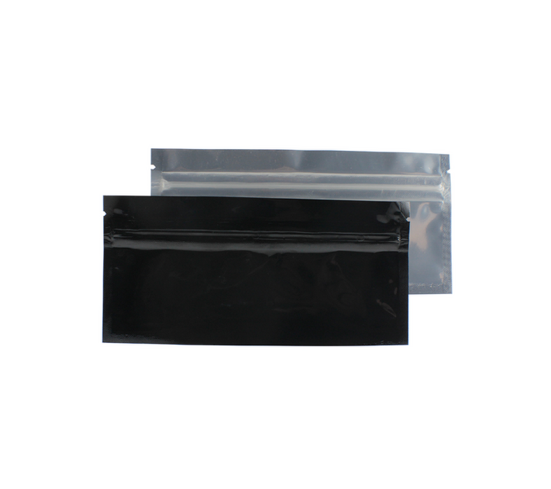 Mylar Pre-Rolled Tamper Evident Zip-Lock Exit Bag - Black/Transparent