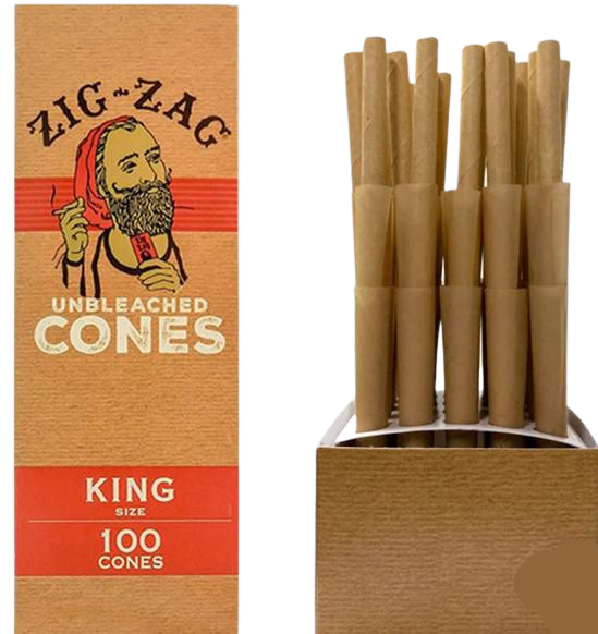 Zig-Zag Kingsize Unbleached Cones - 100 Cones