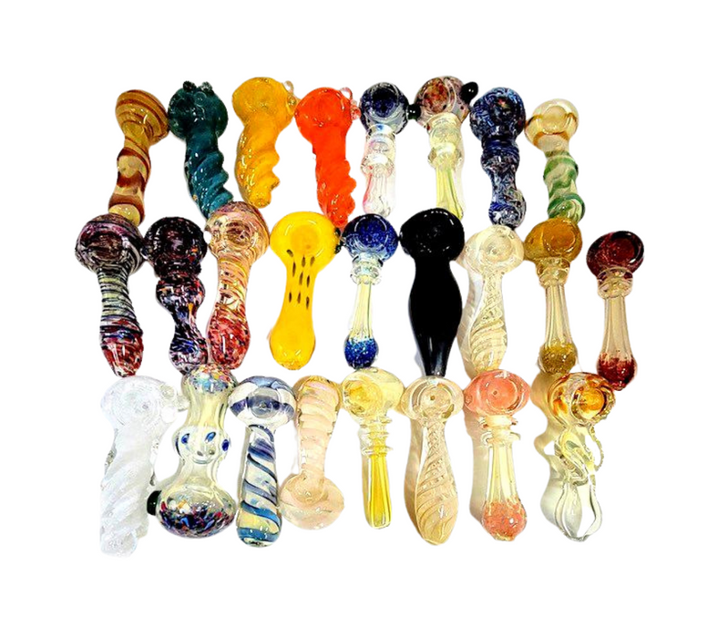 3" - 3.5" Assorted Glass Hand Pipes - 12ct